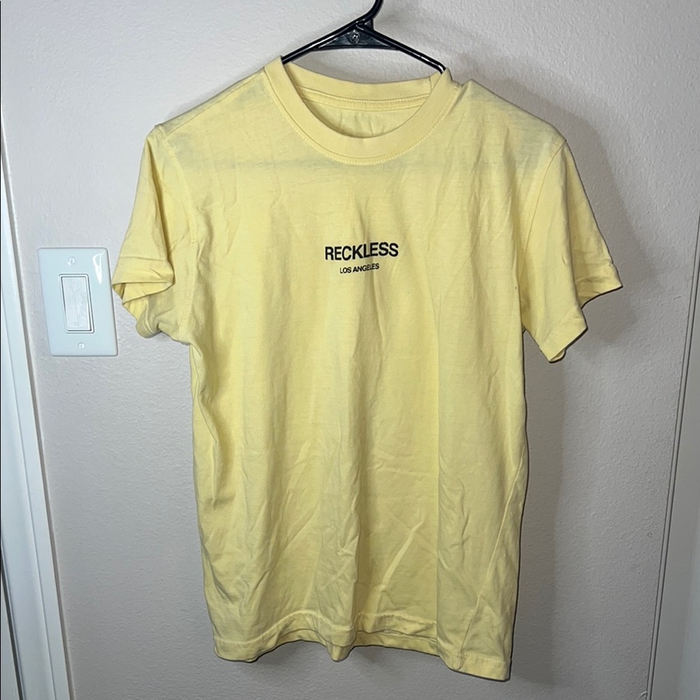 Young & Reckless Yellow Short Sleeve Tee Casual Crew Neck